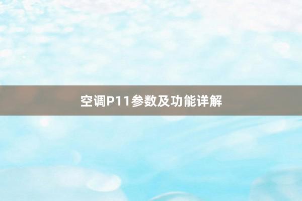 空调P11参数及功能详解